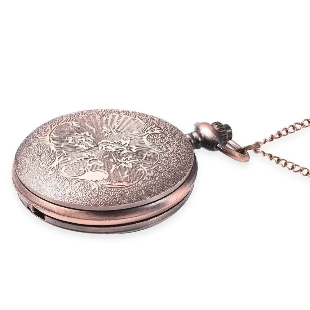 STRADA Girl Holding Umbrella Pattern Pocket Watch